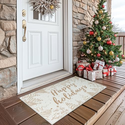 JINCHAN Christmas Area Rug 2x3 Gold Entryway Rug