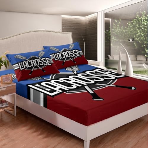 Manfei Lacrosse Sports Bed Sheet Set Twin Size