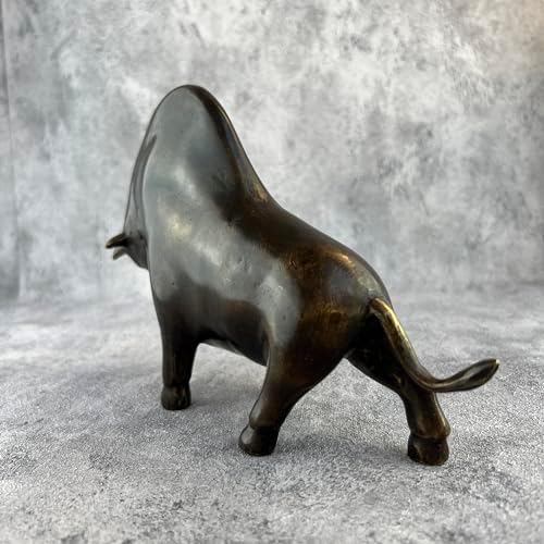 Abstract Brass Bison Statue Brown Goodwin-11