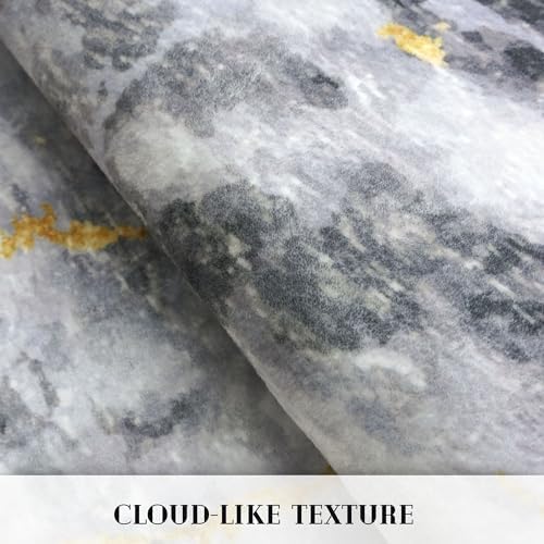 Modern Abstract 3x5 Area Rug Marble Grey White