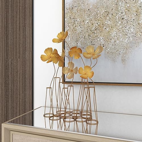 Deco 79 Gold Metal Floral Statue Decor 16x9x21