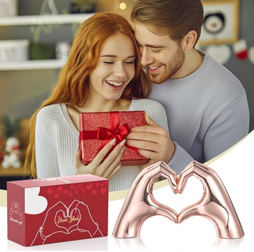 Pink Heart Hands Decor Sculpture for Home
