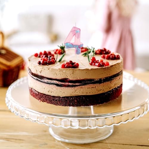 Pink Spider Web Number Birthday Candle 4-Pack