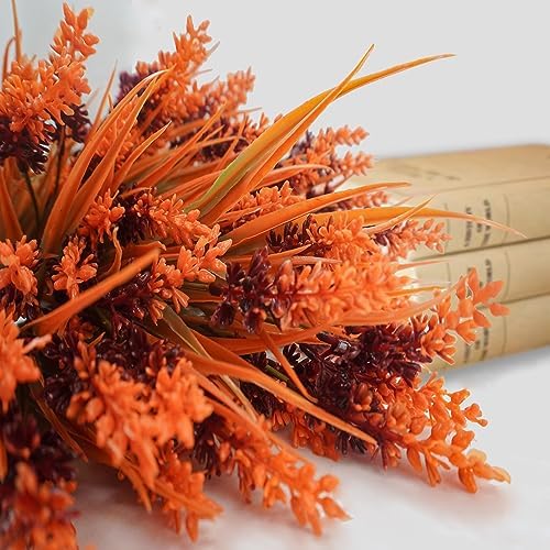 40 Bundles Fall Flowers Artificial Orange Lavender Grass UV Resistant