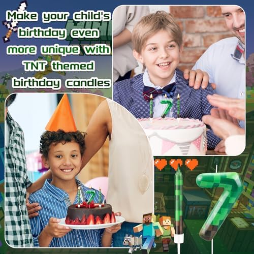 13 Pcs Dynamite Themed Birthday Candles with Number 7 Topper