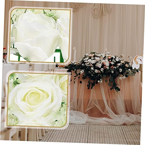 3D Fake Rose Flower Wall Panels 46x16cm Beige