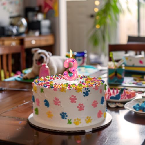 Dog Paw Themed Birthday Candles for 3rd Birthday Party Supplies