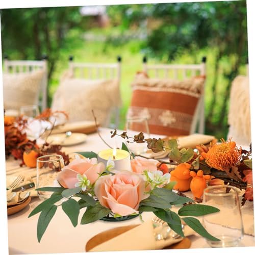 IMIKEYA Artificial Flower Candle Wreath for Pillars
