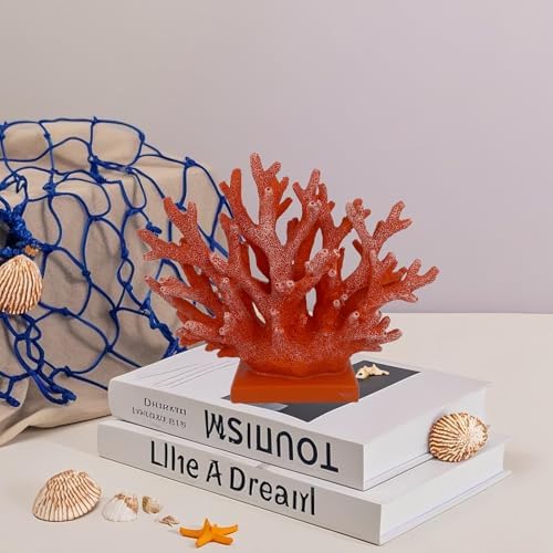 58 H Red Orange Coral Decor - Resin Statue