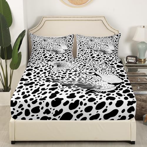 Manfei Leopard Print Bed Sheet Set Twin Size 1
