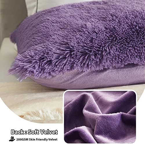 LIFEREVO Shaggy Body Pillow Cover Purple 1