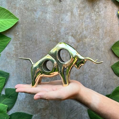 Brass Gold Polished Abstract Bull Sculpture