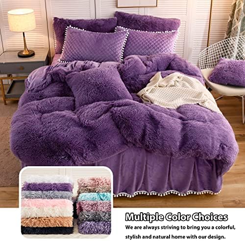 LIFEREVO Shaggy Body Pillow Cover Purple 1