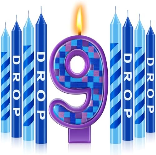 MTLEE 13 Pcs Gaming Birthday Candles with Number 9