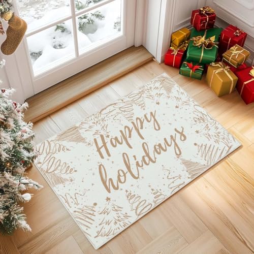 JINCHAN Christmas Area Rug 2x3 Gold Entryway Rug