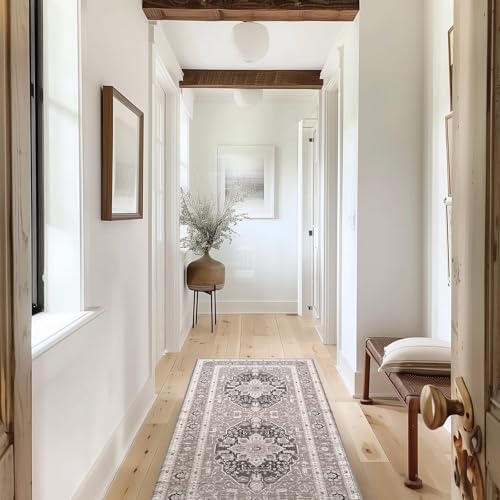 EVERGRACE Faux Wool Area Rug 2x6 Taupe Gray 1