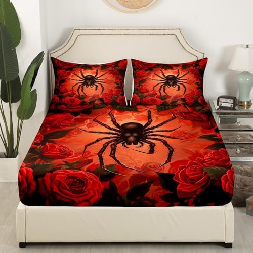 Manfei Spider Floral Queen Sheet Set with 2 Pillowcases 1