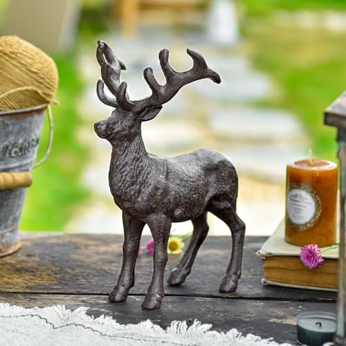 Sungmor Cast Iron Deer Statue for Christmas Decor