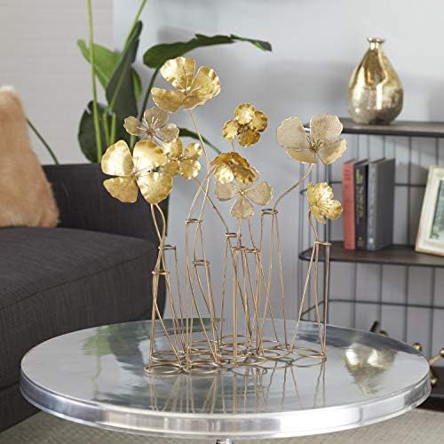 Deco 79 Gold Metal Floral Statue Decor 16x9x21