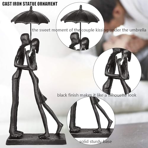 Eternal Love Couple Statue Kissing Under Umbrella 1