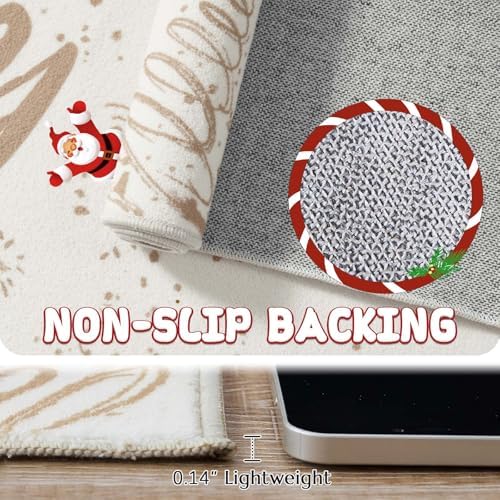 JINCHAN Christmas Area Rug 2x3 Gold Entryway Rug