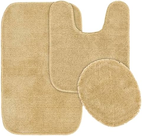 Garland Rug Traditional 3 Piece Bath Set - Lid Contour Washable Linen
