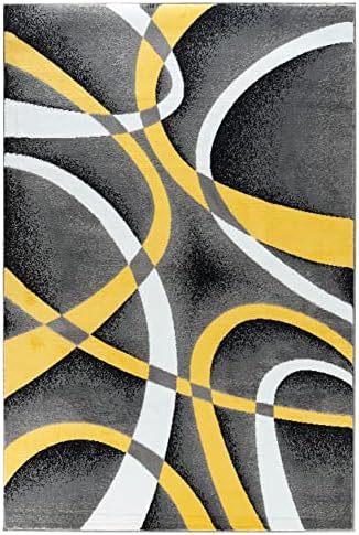 GLORY RUGS Modern Swirls 4x6 Yellow Area Rug