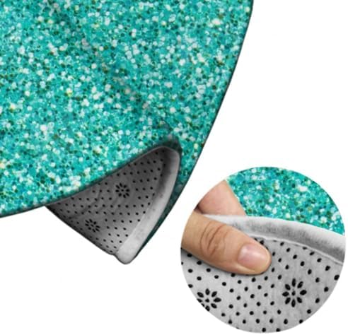 Meaudiwes Teal Blue Flannel Rug Non-Slip Round Mat