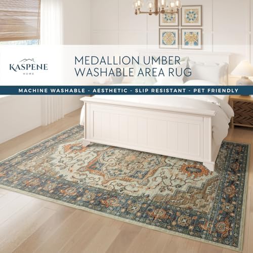 Kaspene Home Umber Washable Rug 6x9 Cider Brown