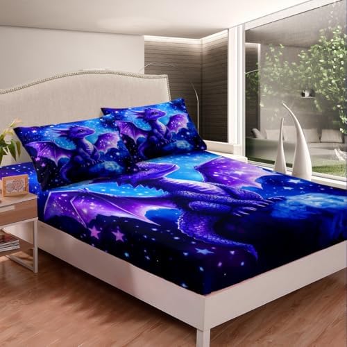 Manfei Galaxy Dragon Queen Sheet Set with 2 Pillowcases