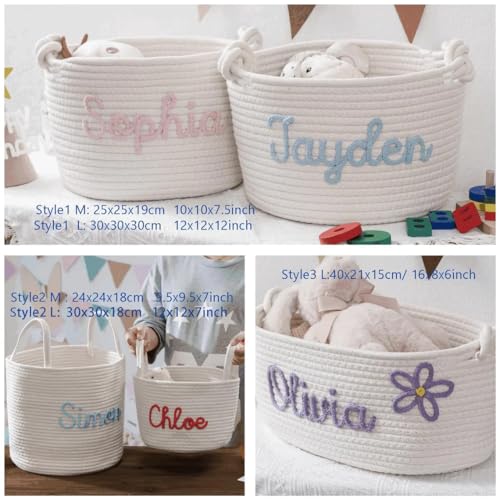 Personalized Handmade Cotton Rope Baby Basket - Custom Monogrammed Gift