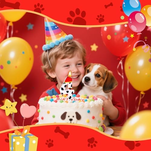 Candsun Dog Paw Birthday Candles - Number 4 Red