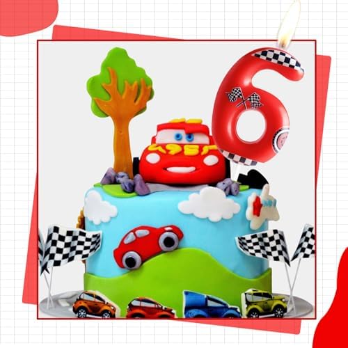 Zi Lan Red Racing Car Number 3 Birthday Candle