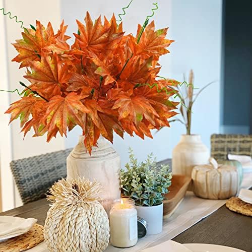Tepaler 4PCS Artificial Maple Leaf Shrubs for Home Decor