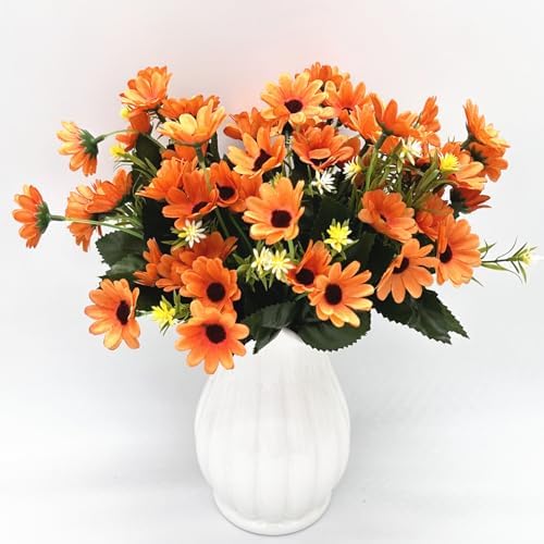 CATTREE Artificial Orange Daisy Flower Bouquet 4 Pack