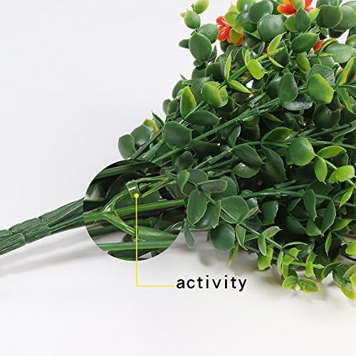 5Pack Artificial Orange Red Flowers UV Resistant Outdoor Decor