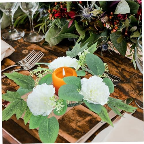 ABOOFAN Artificial Flower Candle Ring Wreath for Weddings