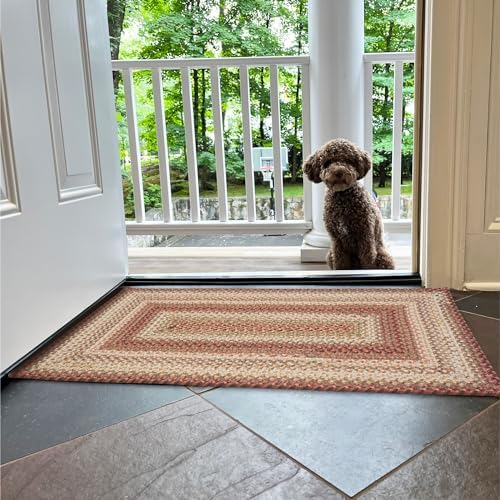 Homespice Red Braided Outdoor Rug 20x30 Inches 1