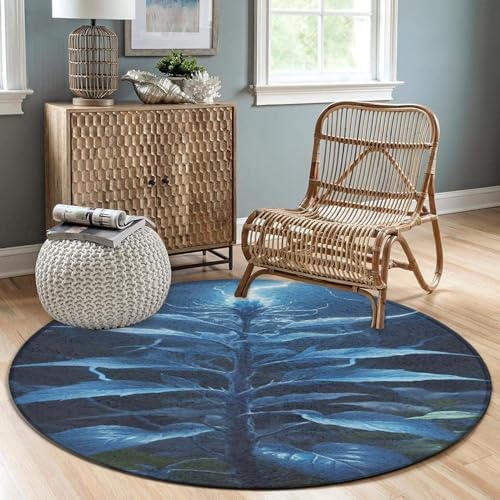 Modern Soft Area Rug with Cool Lightning Blue Pattern