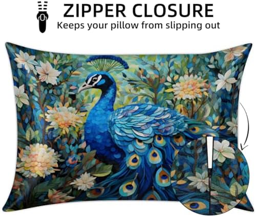 GzLeyigou Peacock Satin Pillowcase 20x30in Queen Size