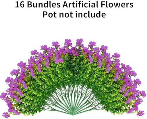 16 Bundles UV Resistant Artificial Flowers for Indoor and Outdoor