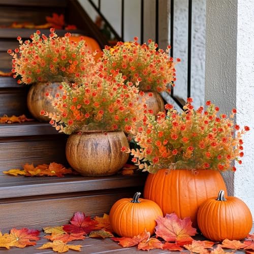 TURNMEON 20 Bundles UV Resistant Fake Fall Flowers 1