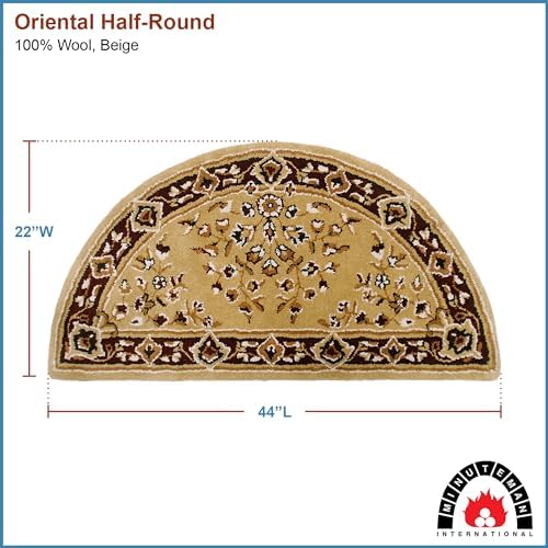 Minuteman Beige Oriental Wool Hearth Rug Half Round 1