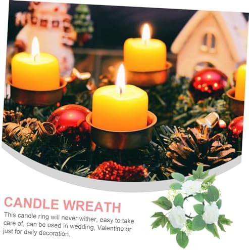 ABOOFAN Artificial Flower Candle Ring Wreath for Weddings