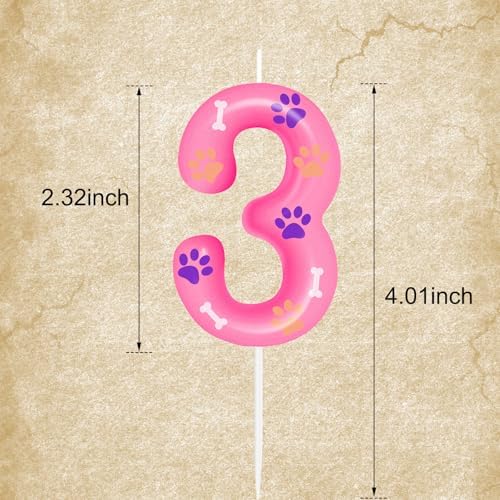 Dog Paw Themed Birthday Candles for 3rd Birthday Party Supplies