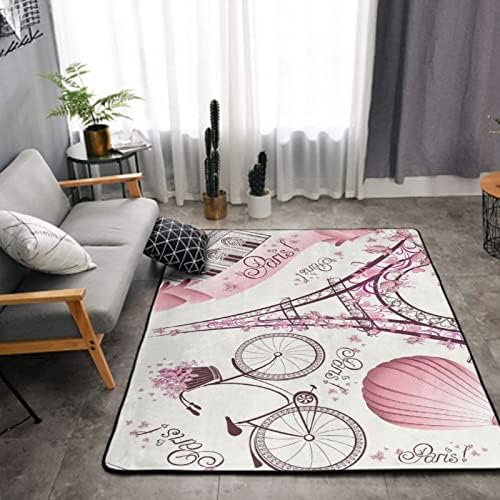 Pink Paris Eiffel Tower Area Rug 60x39