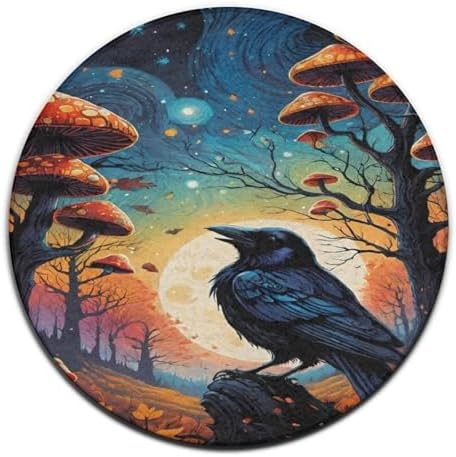 Modern Magic Mushrooms Starry Sky Round Area Rug