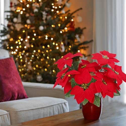 CISDUEO 2 Pcs Artificial Poinsettia Bushes