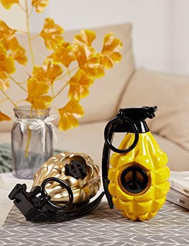 Grenade Decor Statue Modern Art Polyresin Yellow 10 Inch