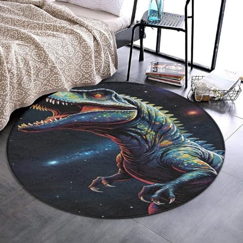 Modern Soft Area Rug T-Rex Sparkles in Space Mat